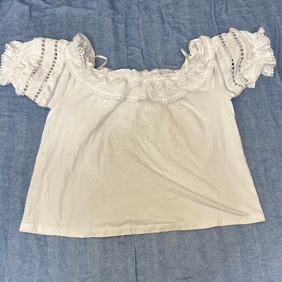 Lilly Pulitzer Tops - Lilly Pulitzer White Puff Sleeve Ruffled Blouse